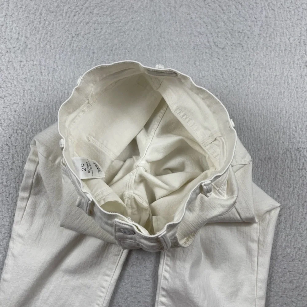 Mother Jeans Womens 29 White Denim High Rise Flare Hustler Ankle Fray Coastal - Picture 11 of 11
